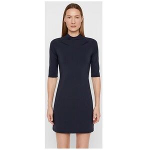 J. LINDEBERG Sahra Lux-Sculpt Navy Blue Mock Neck Golf Dress XS Athleisure $175
